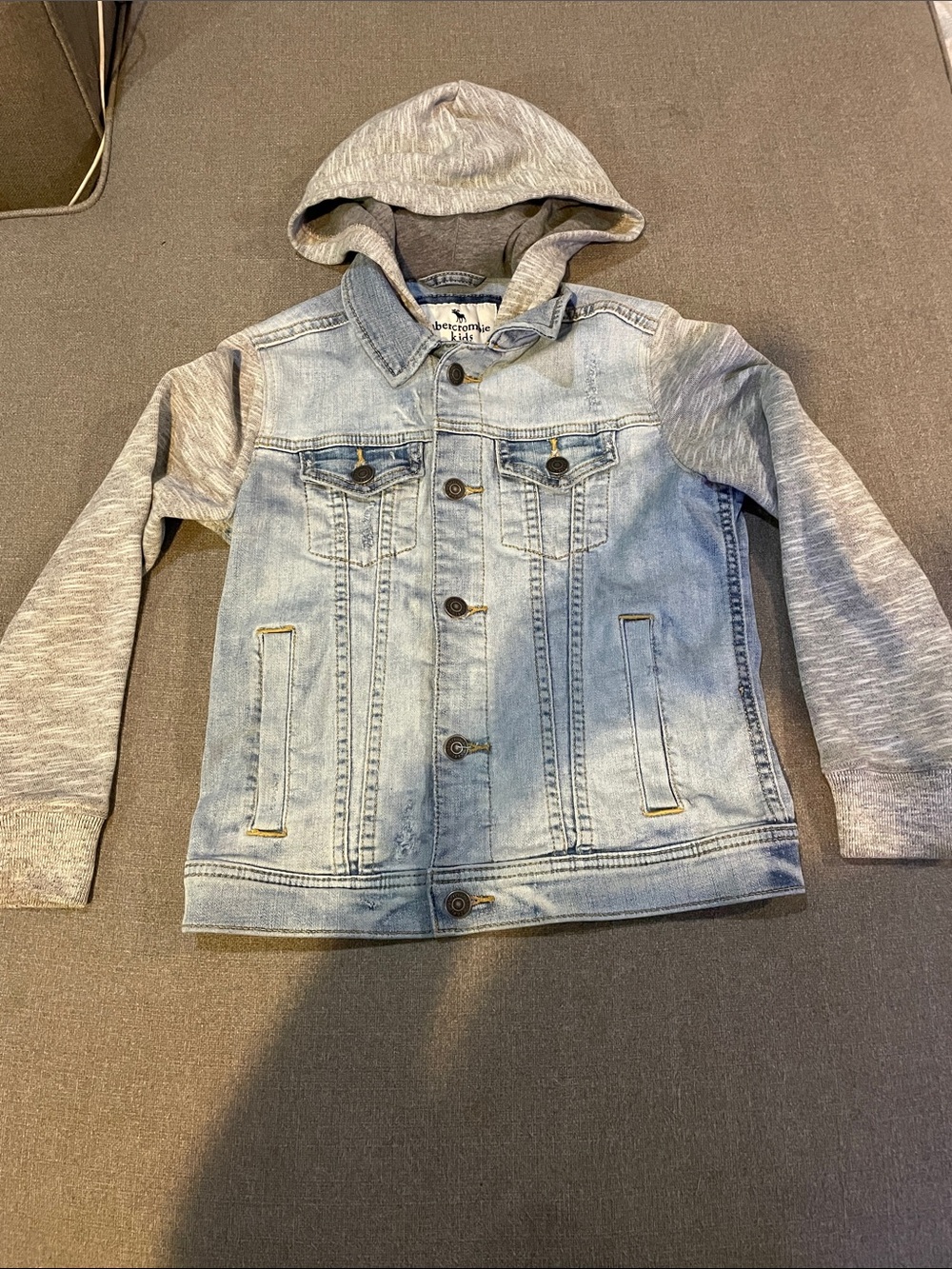 Abercrombie Kids A&F denim jacket hoodie jersey sleeves girls/boys